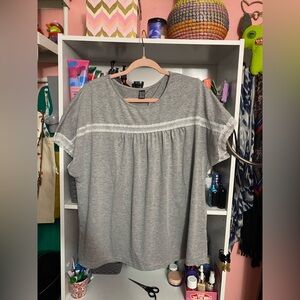 SHEIN Gray Women's Blouse with Lace Detail